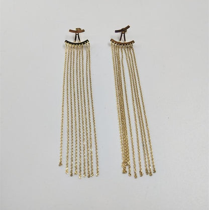 Pendientes largos con borlas bañados en oro
