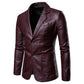 Men's Slim Lapel All-Match PU Small Suit Leather Jacket