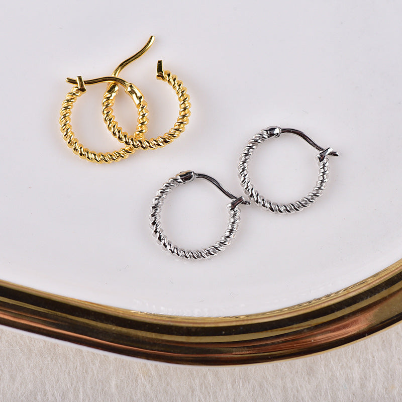 Pendientes de botón Bag British Niche en plata simple