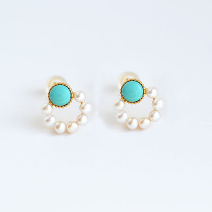 Aretes turquesas aretes circulares con cuentas