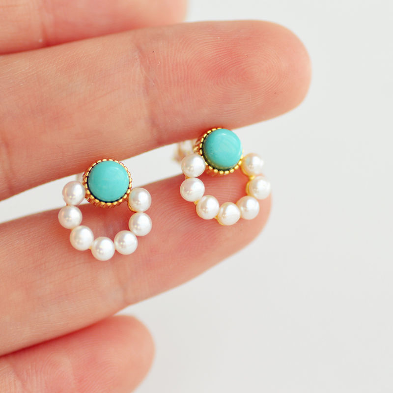Aretes turquesas aretes circulares con cuentas