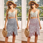 Falda midi asimétrica estampada de talle alto