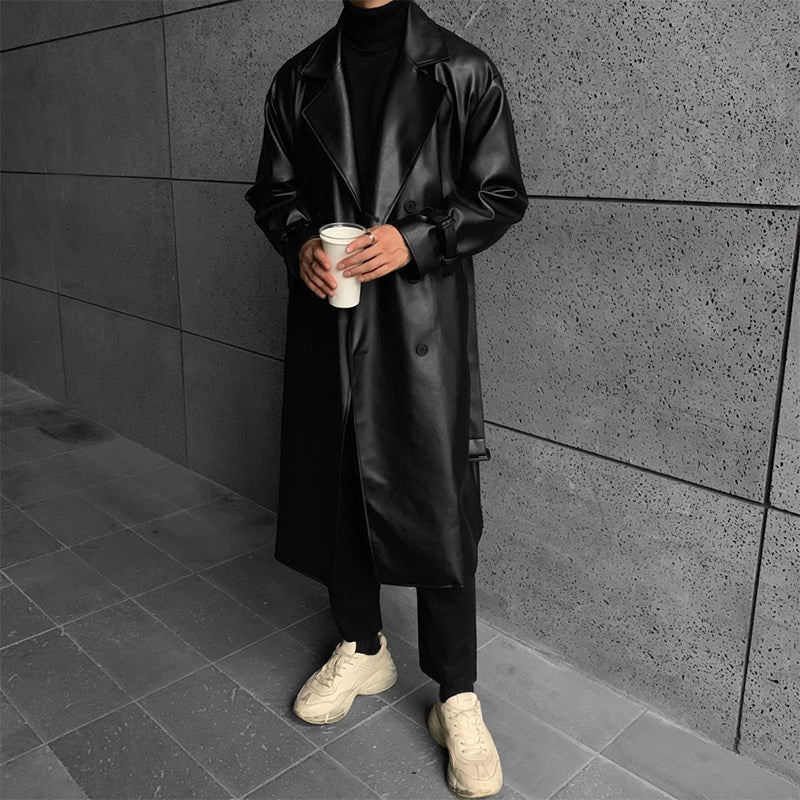 Imitation leather spring slim leather jacket for men, Korean version of the trend