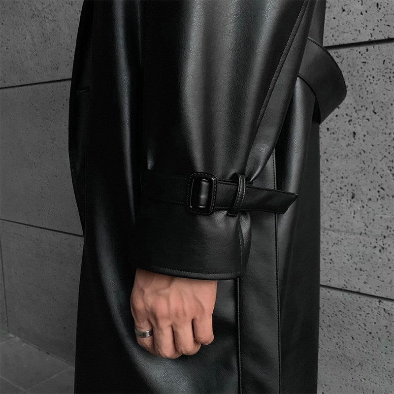 Imitation leather spring slim leather jacket for men, Korean version of the trend
