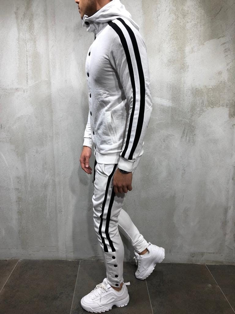 Herren-Sportstrickjacke mit Kapuze und Knöpfen