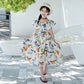 Tailliertes Blumendesign Kleid mit Schmetterlingen