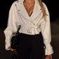 Einfarbige Lederjacke im Cropped-Stil