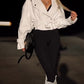 Einfarbige Lederjacke im Cropped-Stil