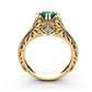 14K Vergoldeter Smaragd-Ring – Blumendesign für Eleganz und Stil