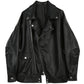 Casual Loose Small Plus Size Black Leather Coat for Women