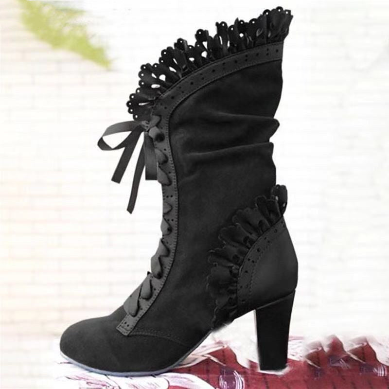 Ruffle Lace-Up Boots – Ethnic Style and Comfort for Women