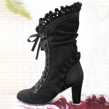 Ruffle Lace-Up Boots – Ethnic Style and Comfort for Women