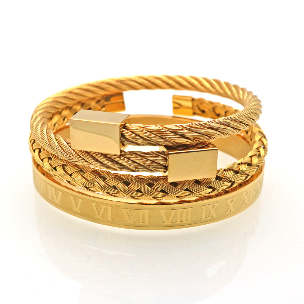 Geflochtenes Armband aus Titanstahl für Männer – Gold