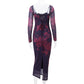 Tailliertes Kleid mit Print und Nahtdetails