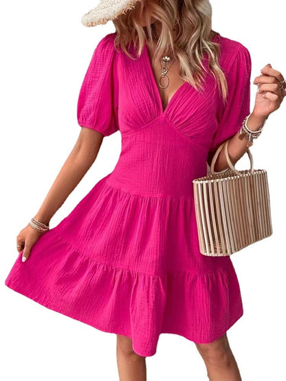 Sommerliches, elegantes Slim-Fit-Kleid in Unifarben für Damen