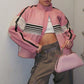 Girls' motorcycle jacket in contrasting color style