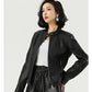 women's locomotive-style leather jacket