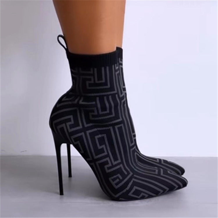 Women's High Heel Boots - Fashionable over-the-knee boots with pointed toe and thin heel