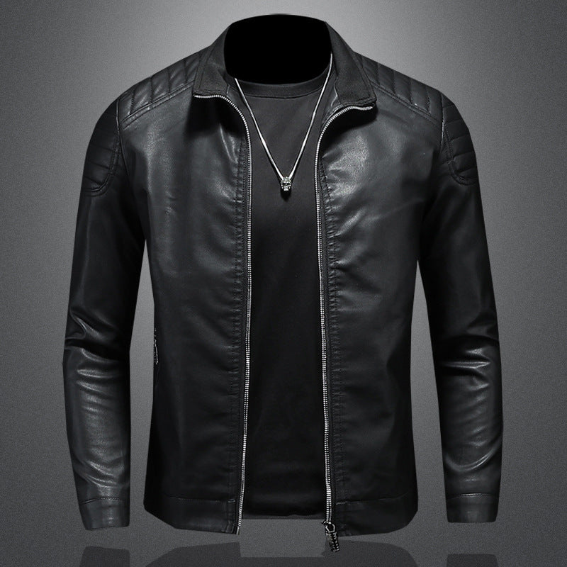 Men's Motorcycle Leather Jacket Thin Coat