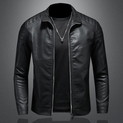 Men's Motorcycle Leather Jacket Thin Coat
