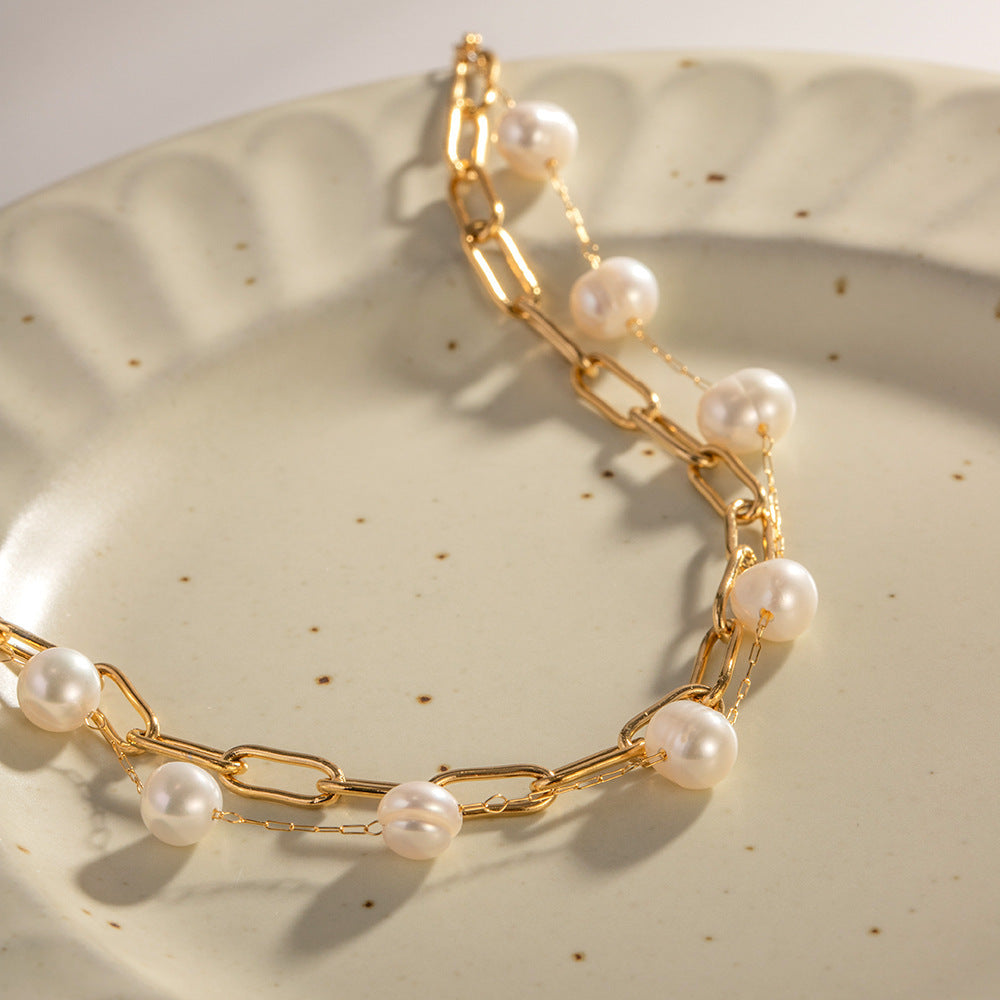 Französisches Elegantes Armband – Damen Süßwasserperlen-Armband