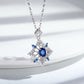 S925 Silber Damen-Halskette – Eleganter Blütenanhänger mit natürlichem Saphir