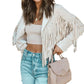 Damen-Slim-Fit-Langarm-Fransenmantel