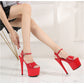 Sexy High-Heel-Plateausandalen – Elegante Lackleder-Schuhe für Damen mit Peep-Toe-Design