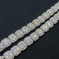S925 Silber Inlay Rechteckiger Moissanite Cuban Link Kette