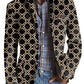 men's suit with striped check pattern