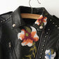 Bestickte Lederjacke mit Nieten