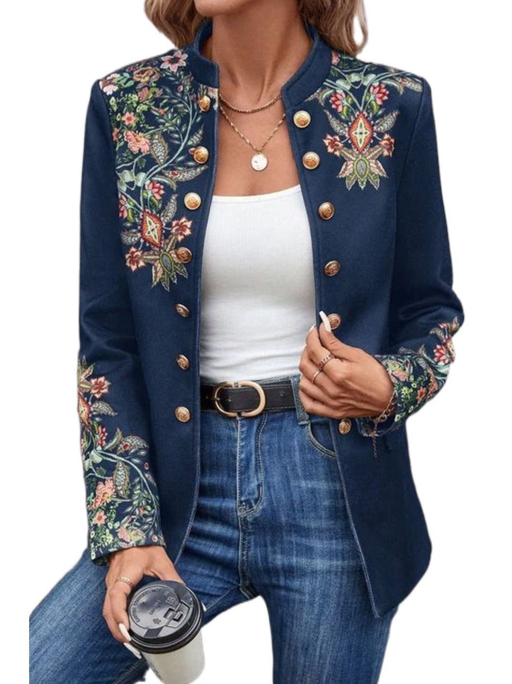 Printed small suit jacket for women with cross