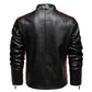 Men's Short Embroidered Slim Fit Lapel Leather Jacket for Youth