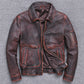 Thick leather jacket in casual style, in used look