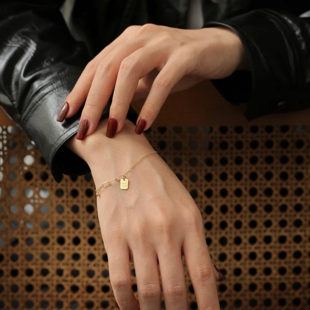 18K Gold Quadrat-Halskette Armband für Frauen