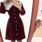 Vestido de terciopelo dorado francés para mujer