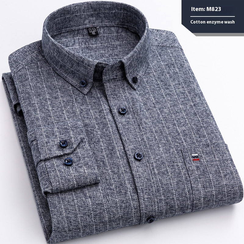 Baumwoll-Langarmhemd mit Karomuster, Business, Slim Fit