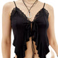 Chaleco con tirantes y cuello en V para mujer, Sexy, de encaje de Color liso, femenino y elegante
