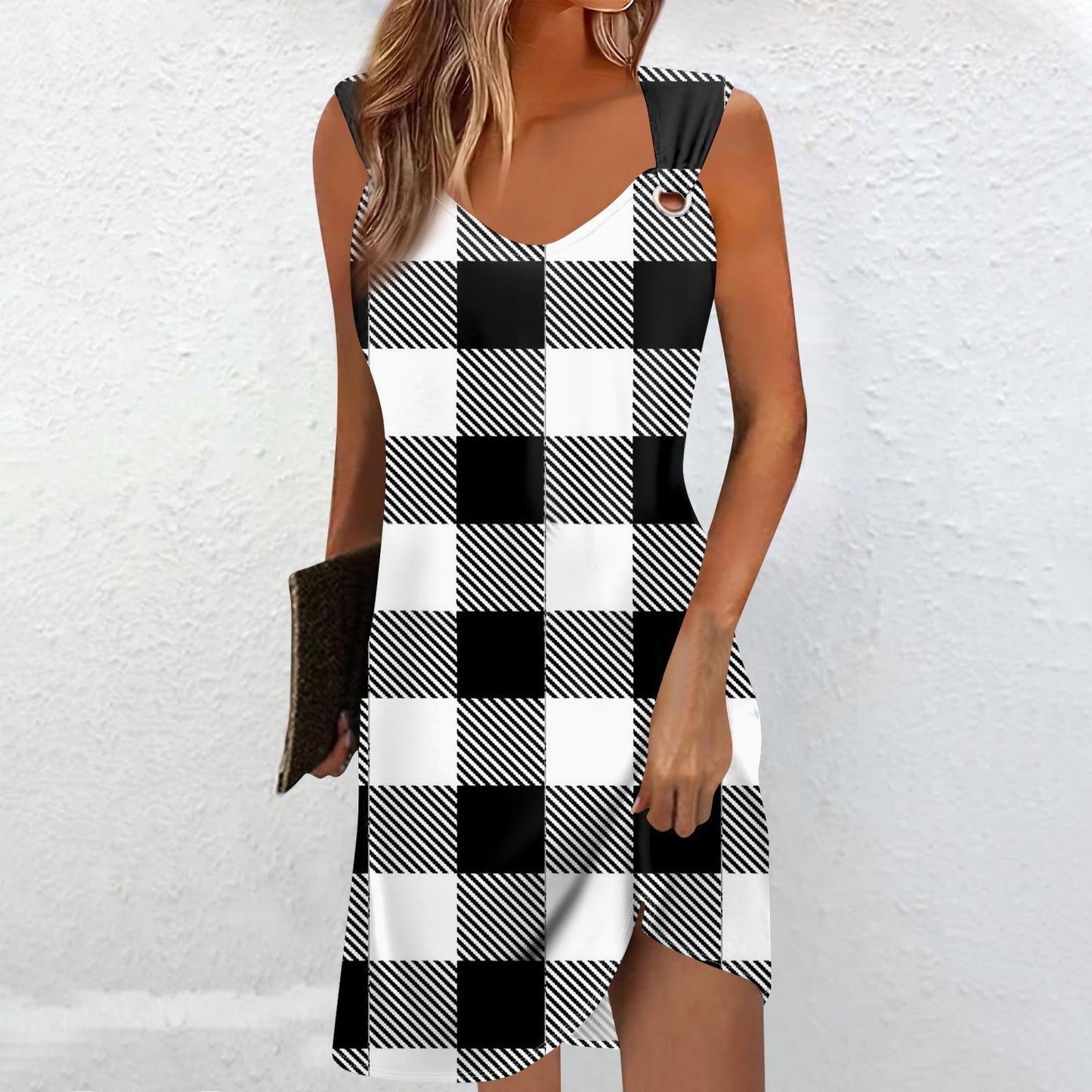 Eyelet Buckle Vest Camisole Dress with Hip Emphasis