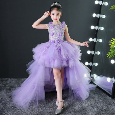 Evening dress for girls with princess train