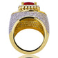 Anillo de hombre con baño de oro de 18 quilates y circonitas: elegancia y estilo