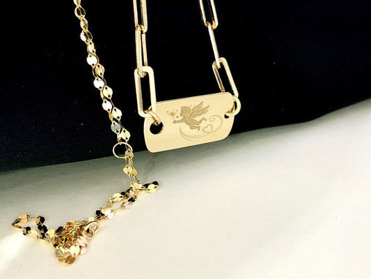 18K Gold Angel Clavicle Necklace