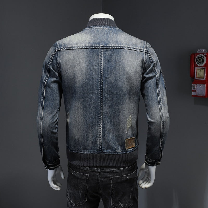 Stehkragen Herren-Fluganzug Denimjacke Herrenjacke