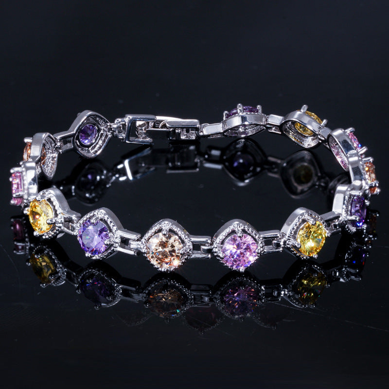 Elegantes Strass-Ketten Armband in Weißgoldfarbe mit Funkelnden Kubischen Zirkonien für Damen