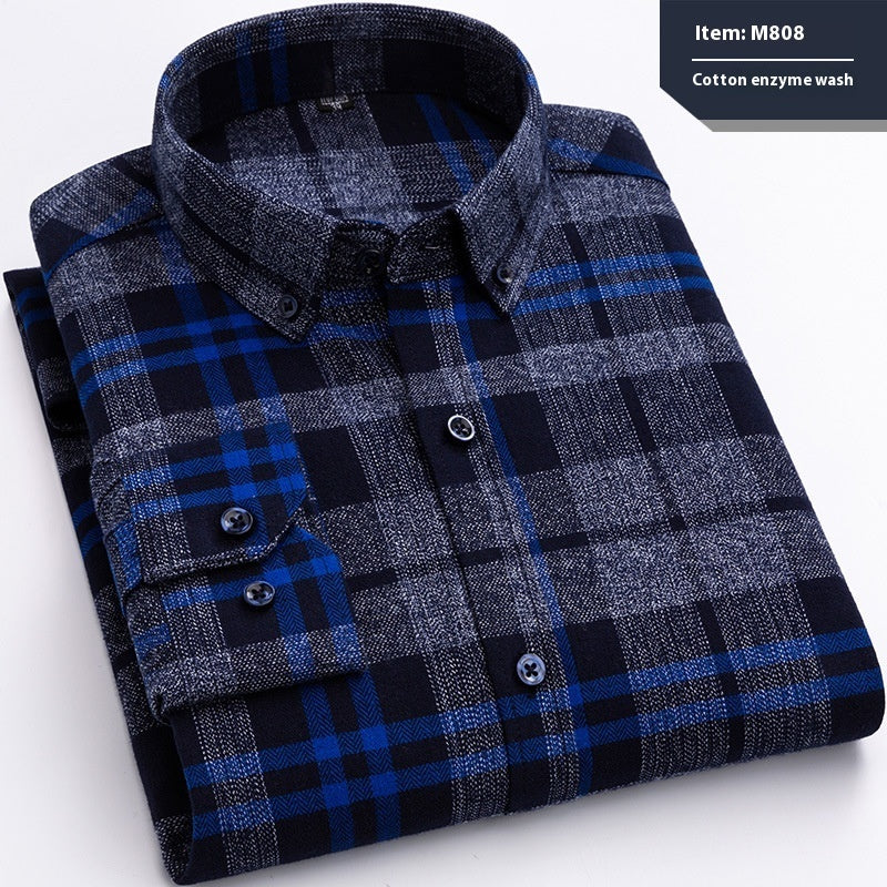 Baumwoll-Langarmhemd mit Karomuster, Business, Slim Fit