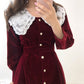 Vestido de terciopelo dorado francés para mujer