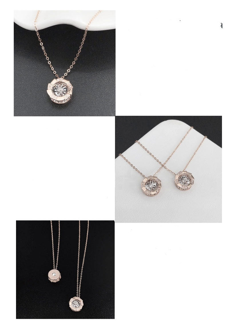 Roségold Pulsierendes Herz Diamant Anhänger Klavikula Kette