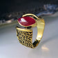 Vintage Goldring mit Rubin in Pferdeaugen-Schliff – Zeitlose Eleganz
