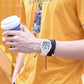 Transparent men's watch with skeleton design