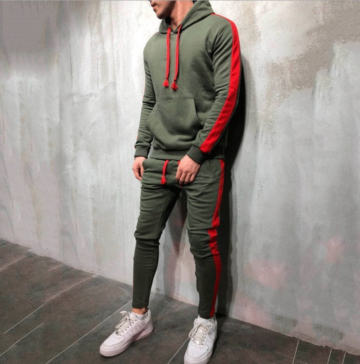 Herren-Sportstrickjacke mit Kapuze und Knöpfen